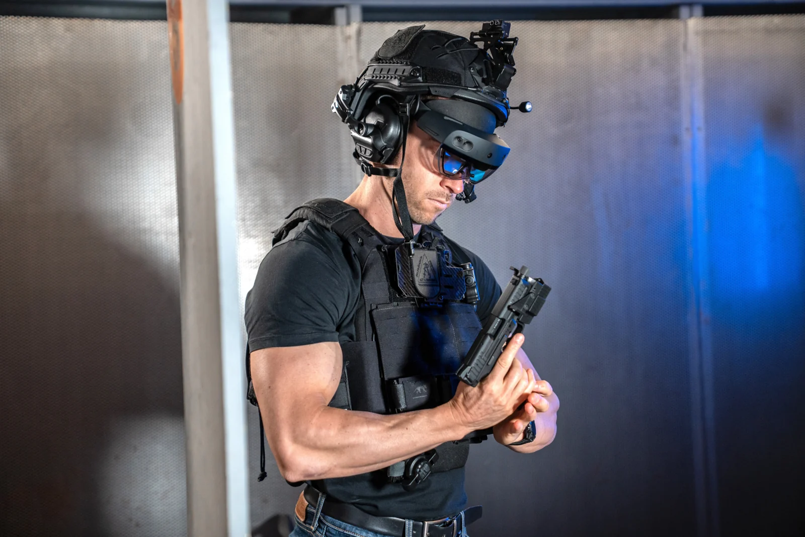 Professional training participant wearing a Mixed Reality headset